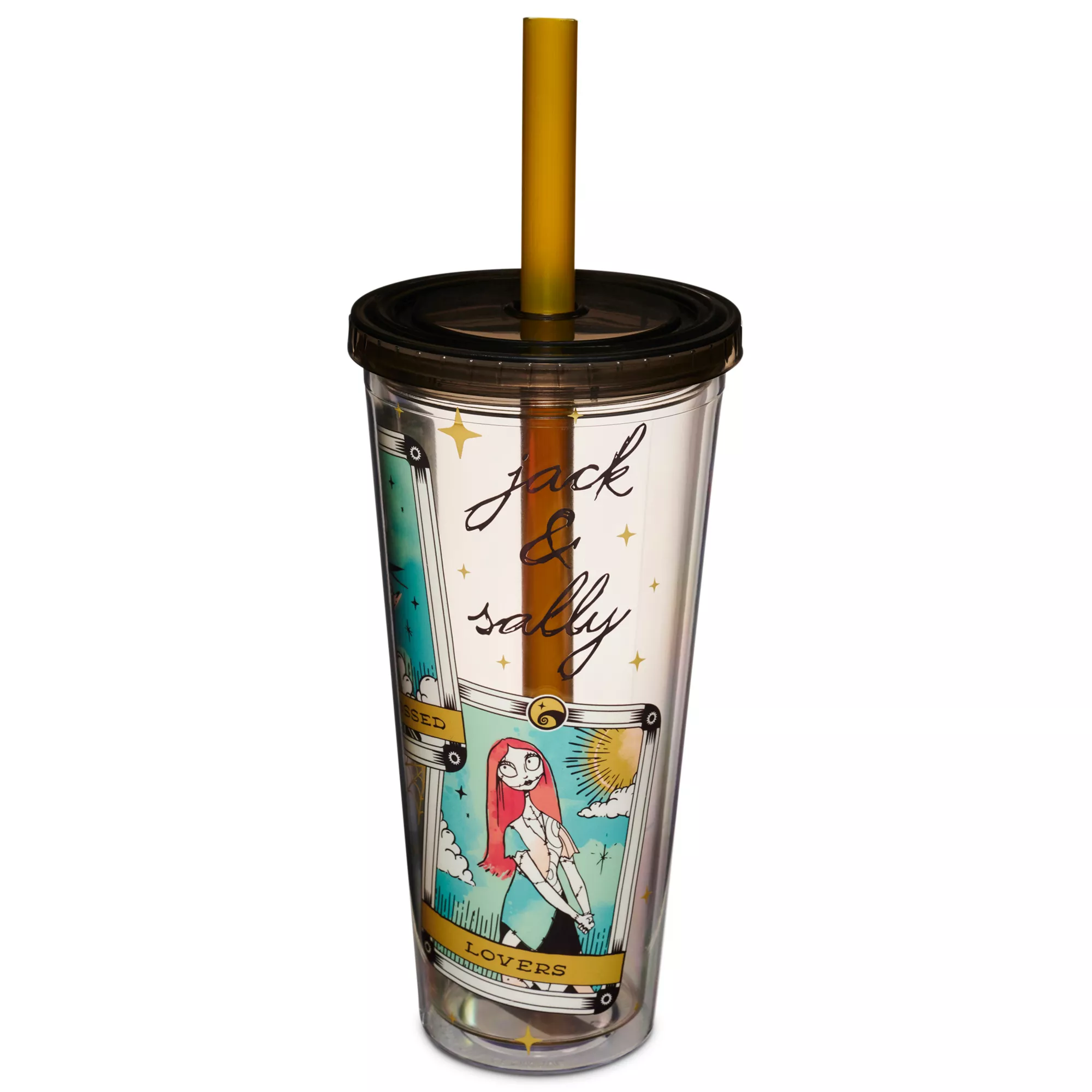 Jack Skellington and Sally Tarot Card Cup with Straw 24 oz. - The Nightmare Before Christmas at Spencer's