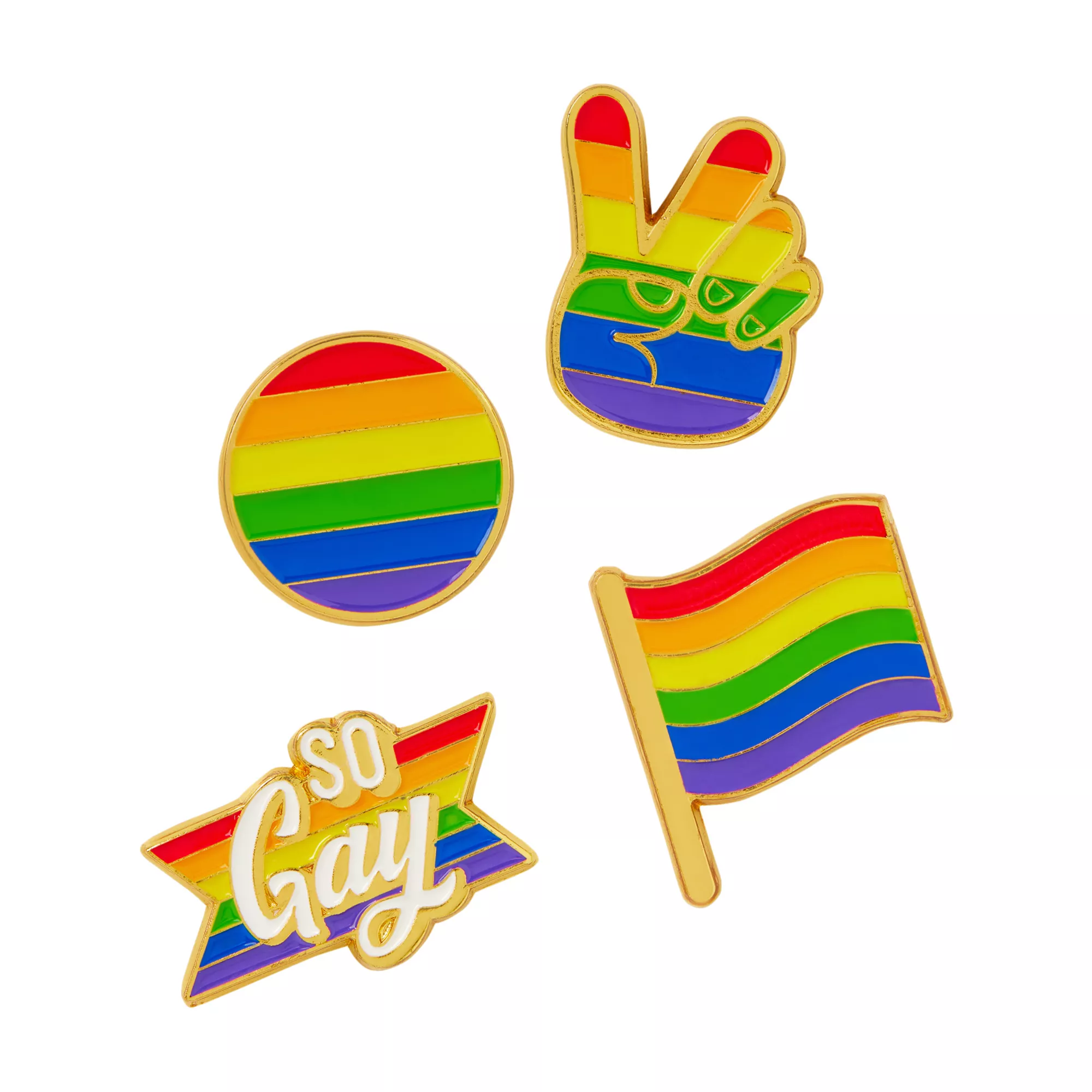 Multi-Pack So Gay Rainbow Pin Set - 4 Pack at Spencer's