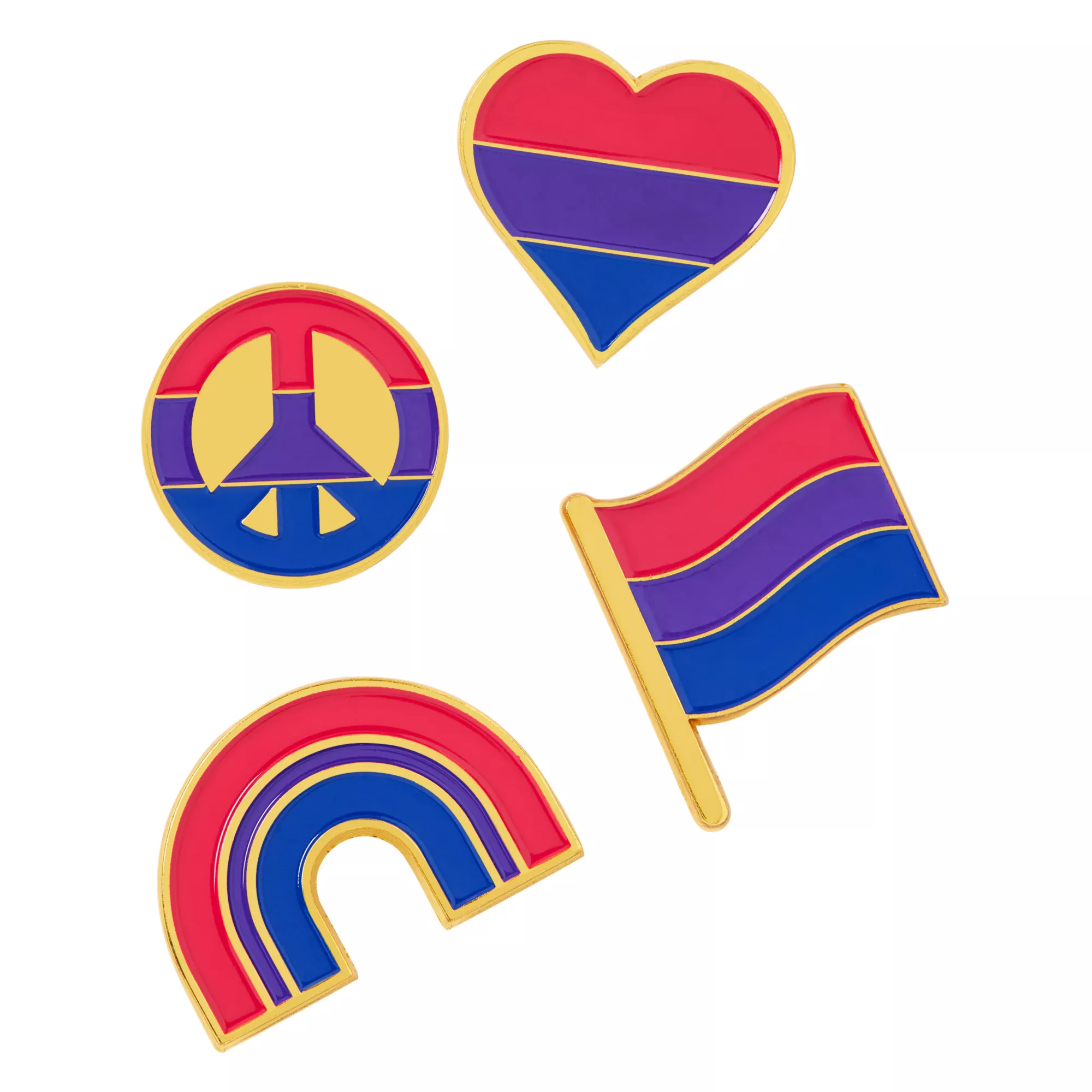 Multi-Pack Bisexual Pride Pin Set - 4 Pack at Spencer's