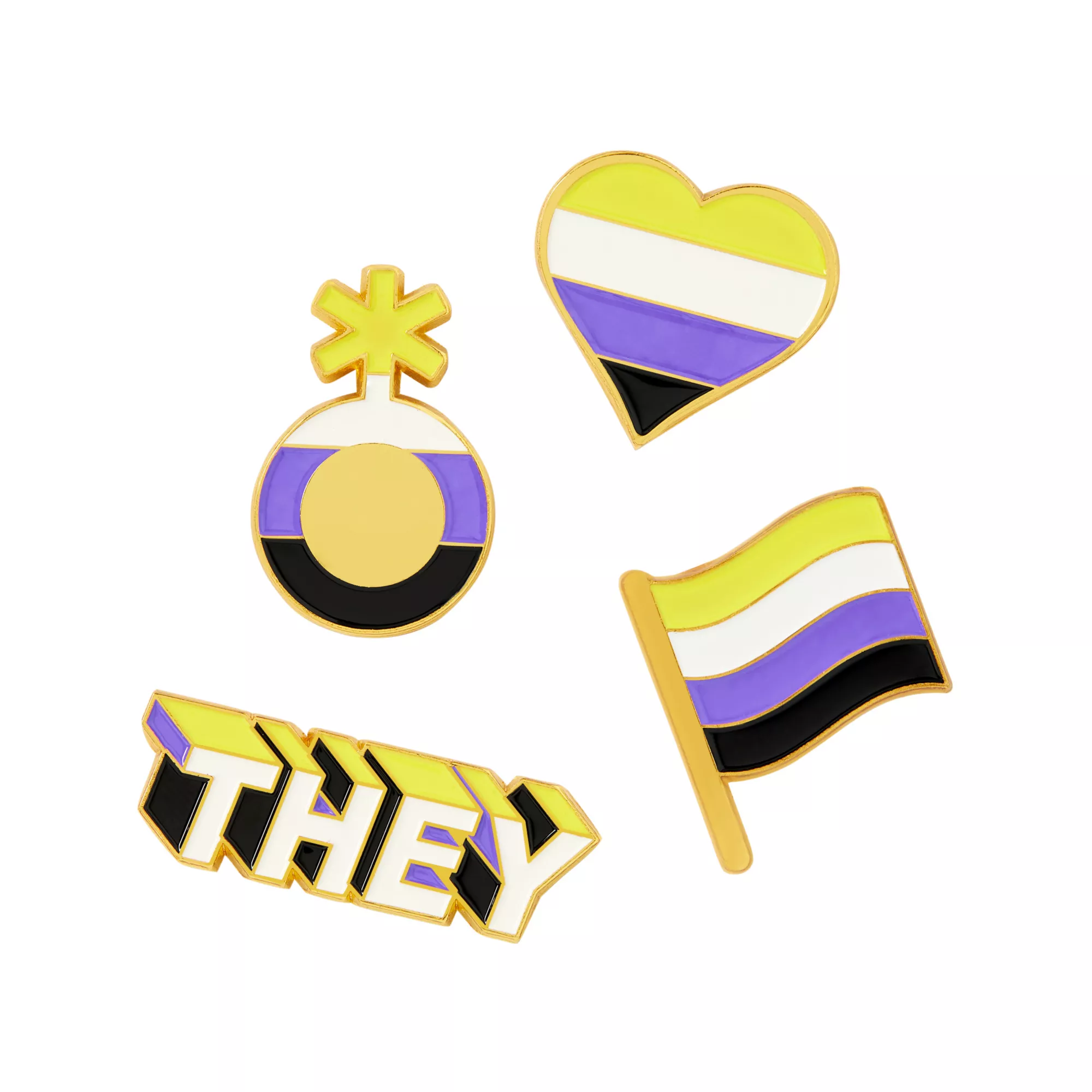 Multi-Pack Nonbinary Pride Pin Set - 4 Pack at Spencer's