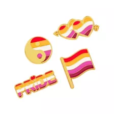 Multi-Pack Lesbian Pride Pin Set - 4 Pack at Spencer's