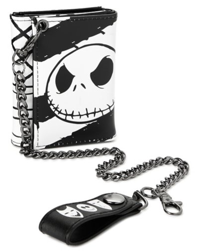 Black and White Jack Skellington Chain Wallet - The Nightmare Before C