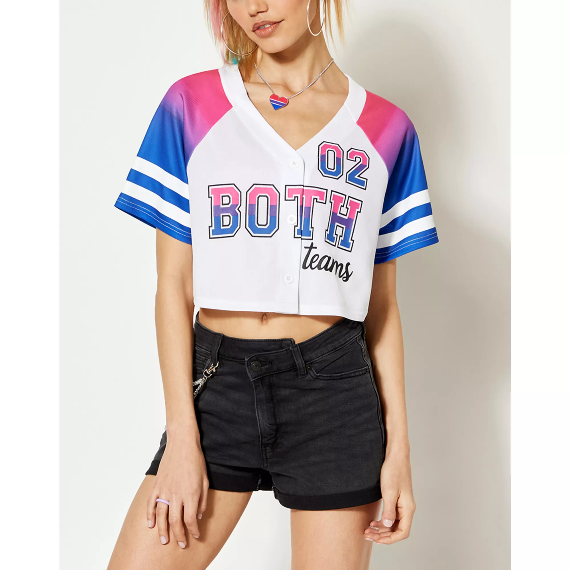 Both Teams Bisexual Pride Cropped Jersey at Spencer's
