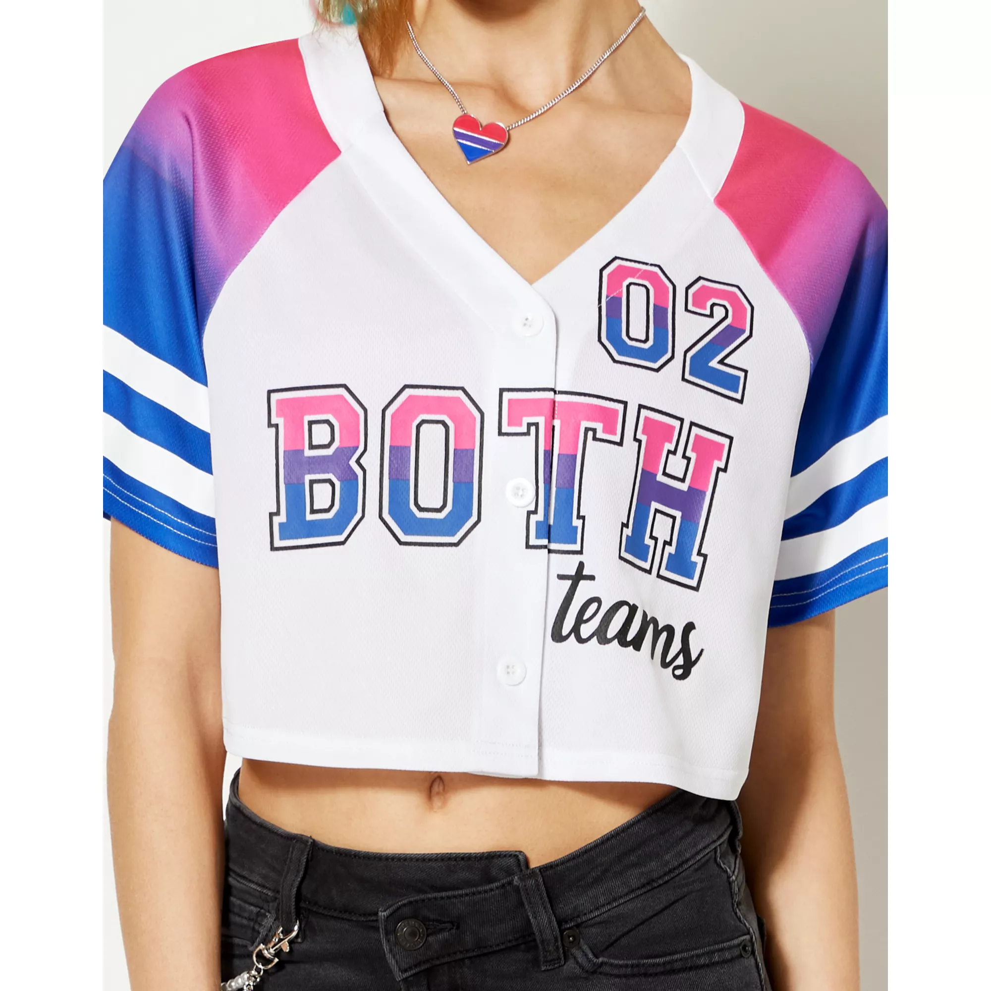 Both Teams Bisexual Pride Cropped Jersey at Spencer's