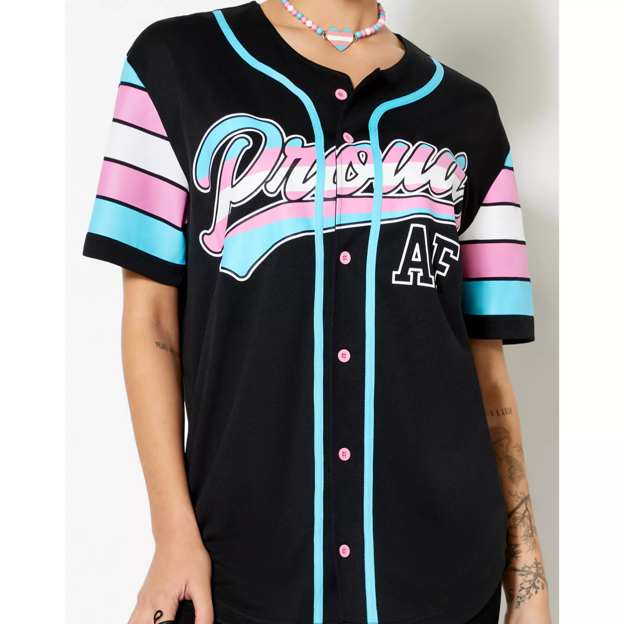 Proud AF Transgender Pride Baseball Jersey at Spencer's