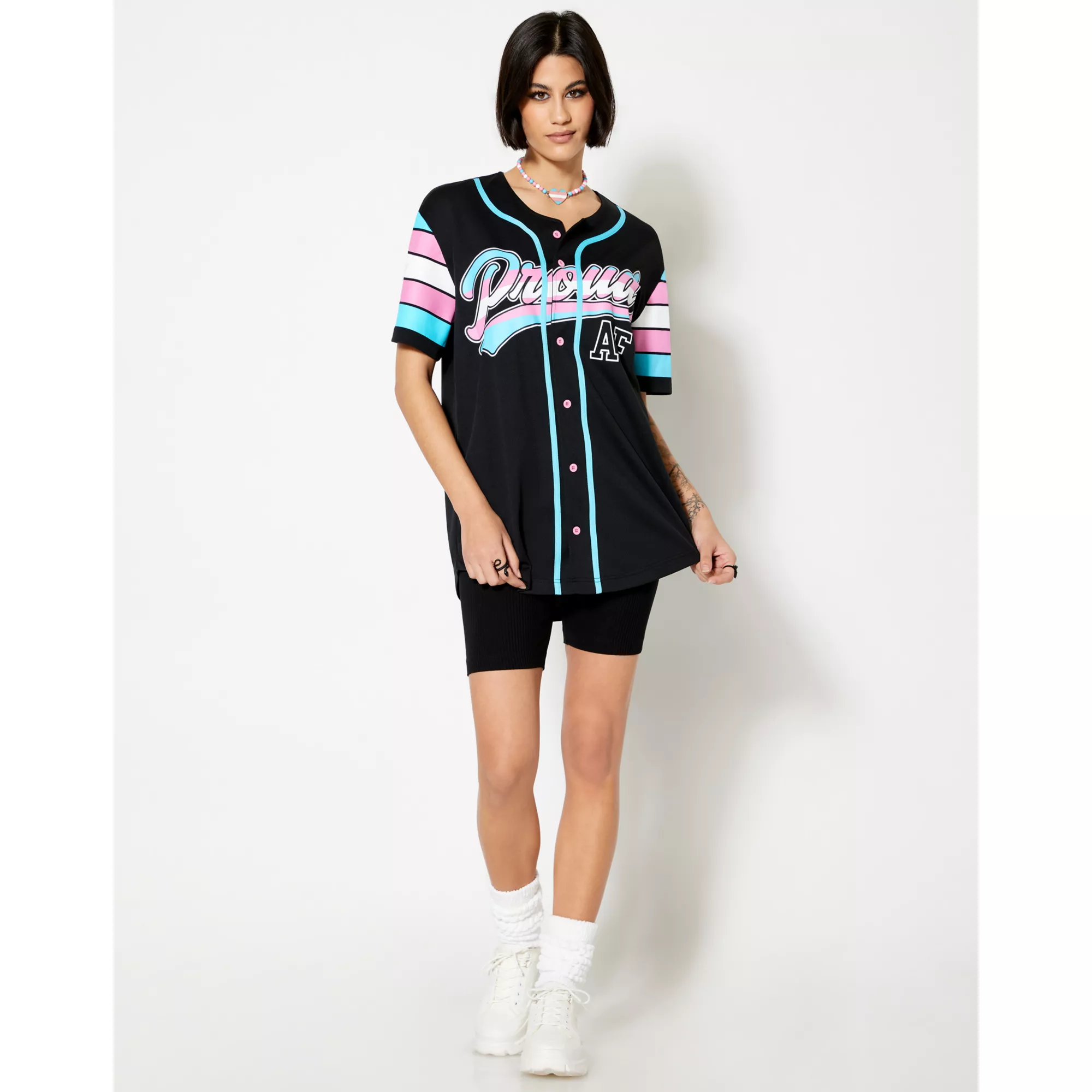 Proud AF Transgender Pride Baseball Jersey at Spencer's