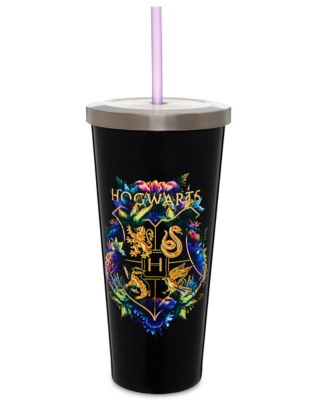 Harry Potter Plastic Tumbler With Straw Hogwarts Crest 22oz for sale online