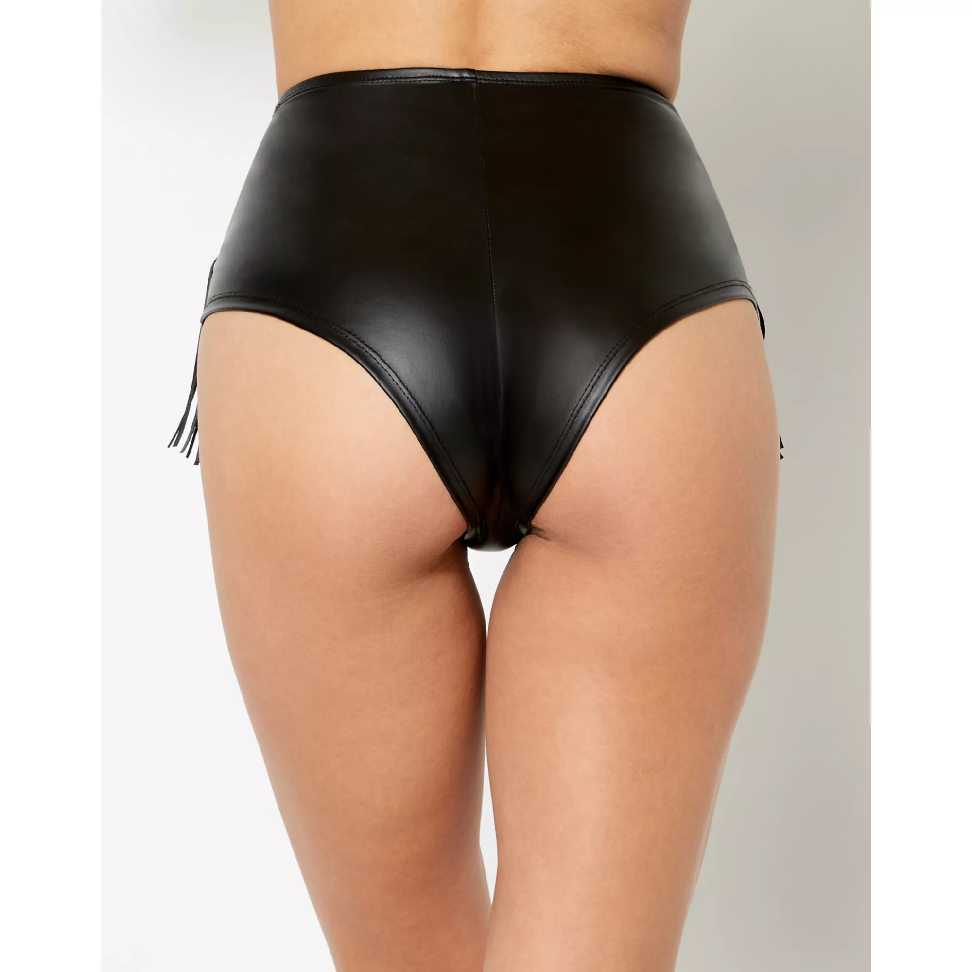 Black Fringe Studded Booty Shorts at Spencer's