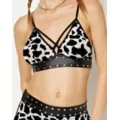 Cow Print Strappy Studded Bralette at Spencer's