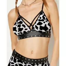 Cow Print Strappy Studded Bralette at Spencer's