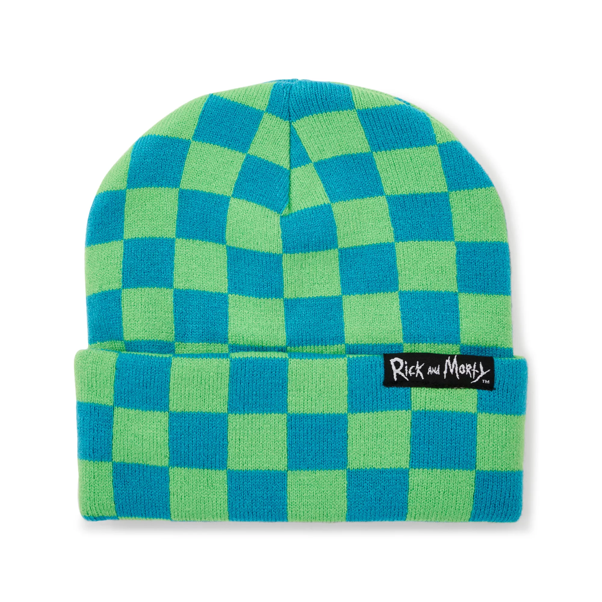Green and Blue Checkered Beanie Hat - Rick and Morty at Spencer's
