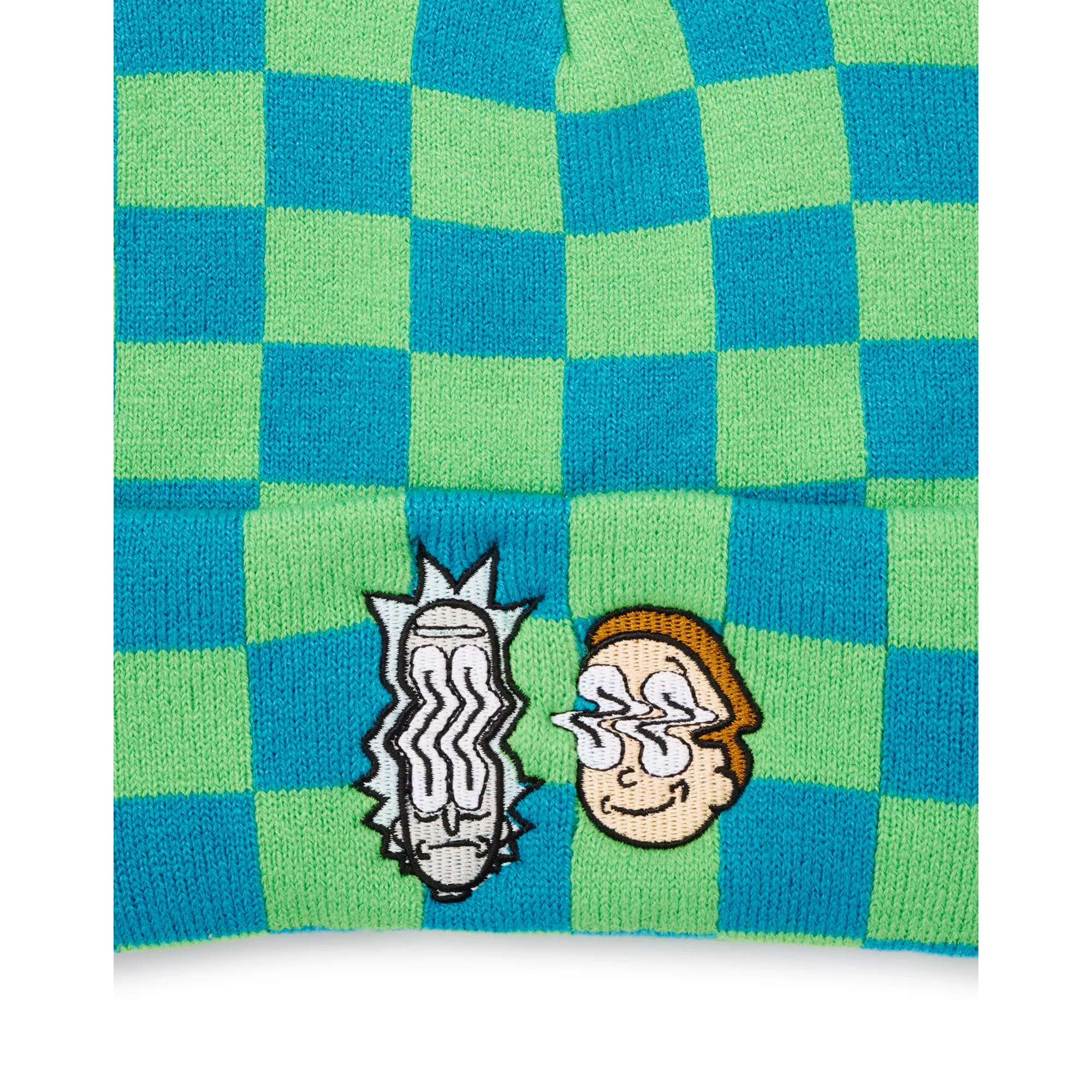Green and Blue Checkered Beanie Hat - Rick and Morty at Spencer's