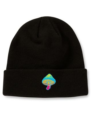 Rainbow Mushroom Cuff Beanie Hat
