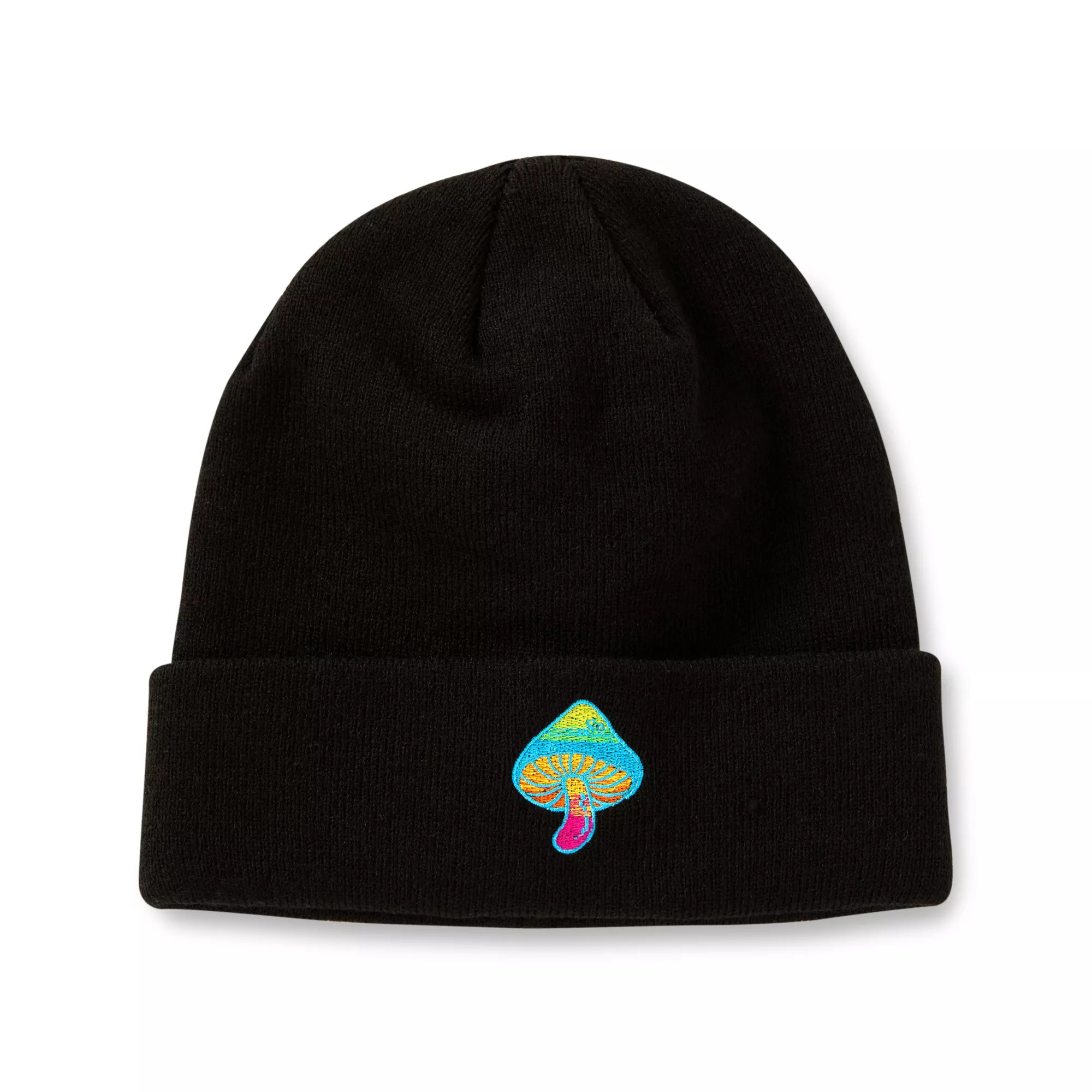 Rainbow Mushroom Cuff Beanie Hat at Spencer's
