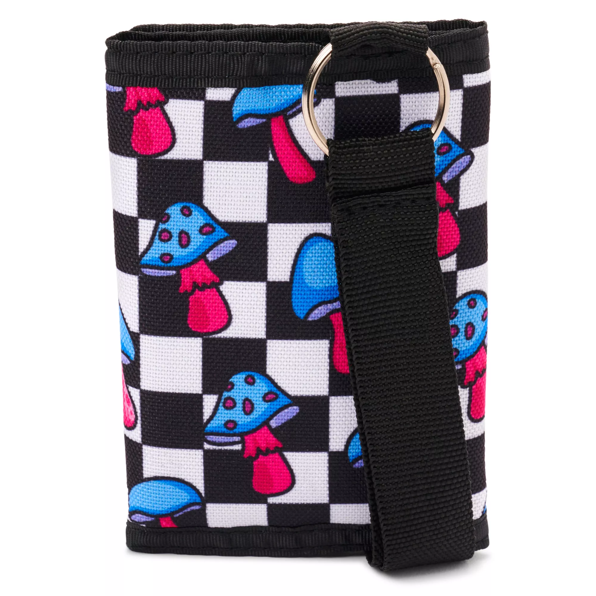 Neon Checkered Mushroom Velcro Bifold Wallet