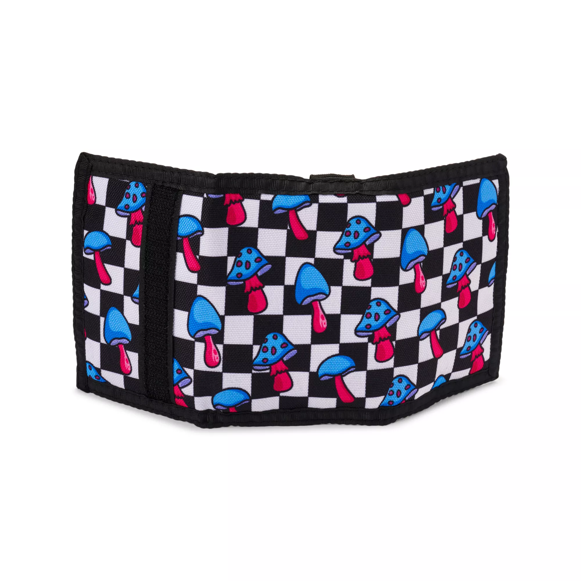 Neon Checkered Mushroom Velcro Bifold Wallet at Spencer's