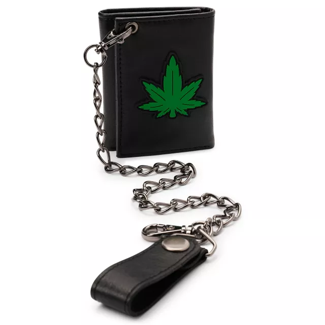 Weed Leaf Chain Bifold Wallet at Spencer's