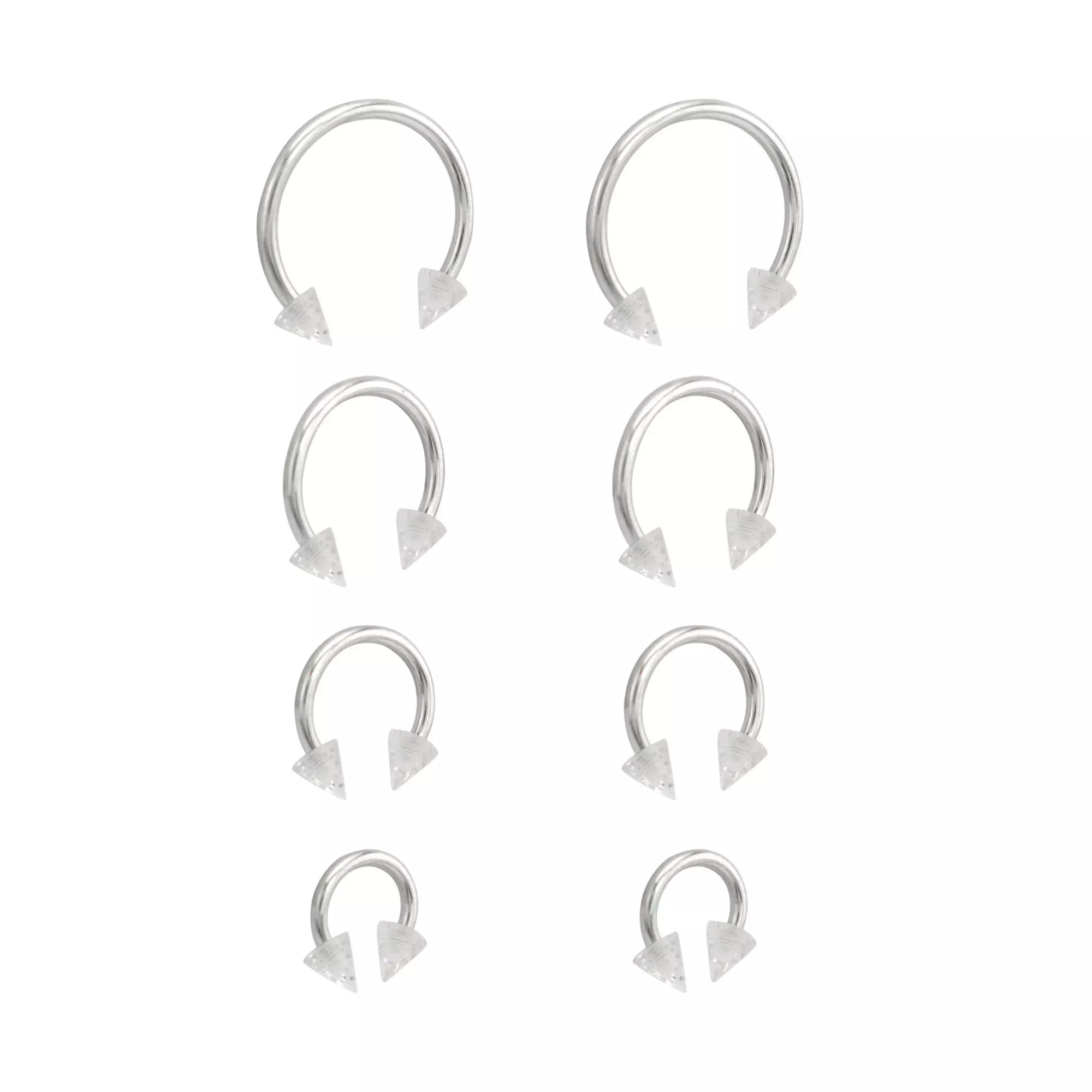Multi-Pack Silvertone Glitter Horseshoe Rings 4 Pair - 16 Gauge at Spencer's