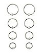Multi-Pack Silvertone Captive Bead Rings 4 Pair - 16 Gauge