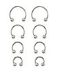 Multi-Pack Silvertone Horseshoe Rings 4 Pair - 16 Gauge
