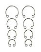 Multi-Pack CZ Silvertone Horseshoe Rings 4 Pair - 16 Gauge