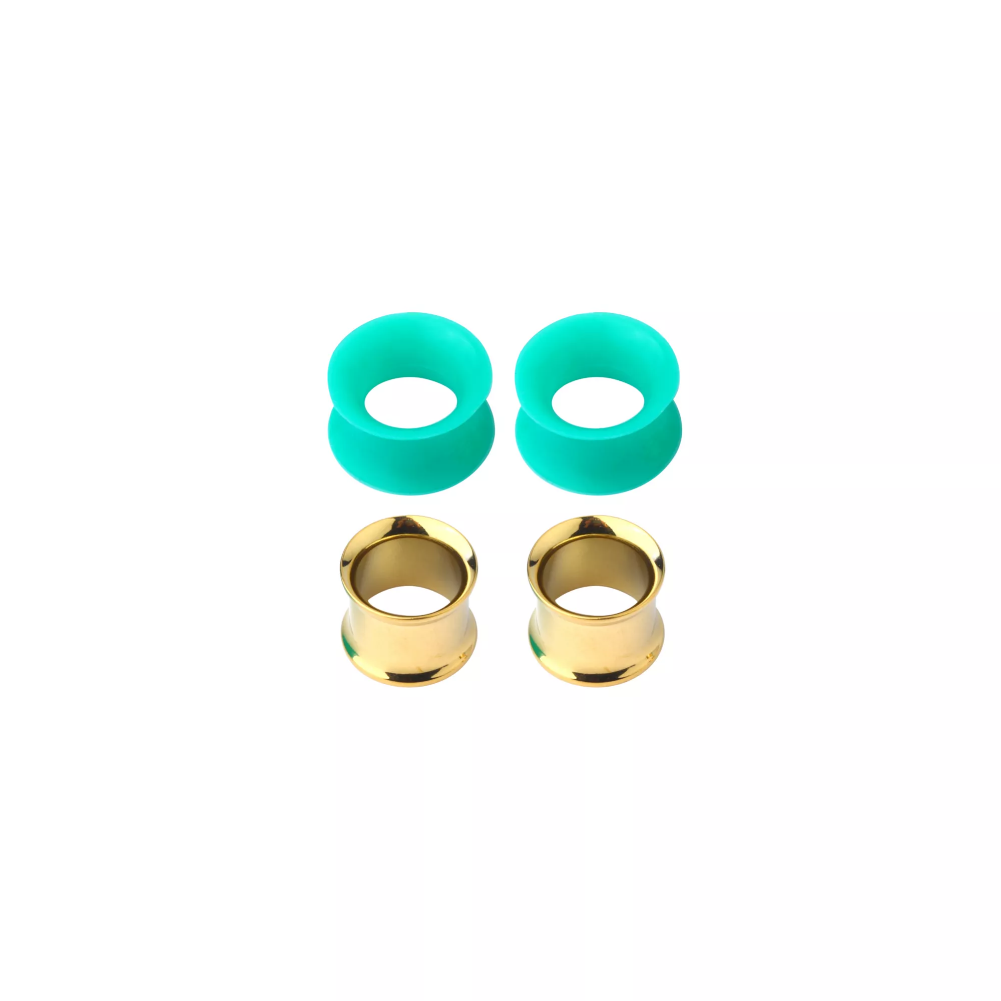 Teal and Goldplated Tunnel Plugs 4 Pack - 00 Gauge at Spencer's