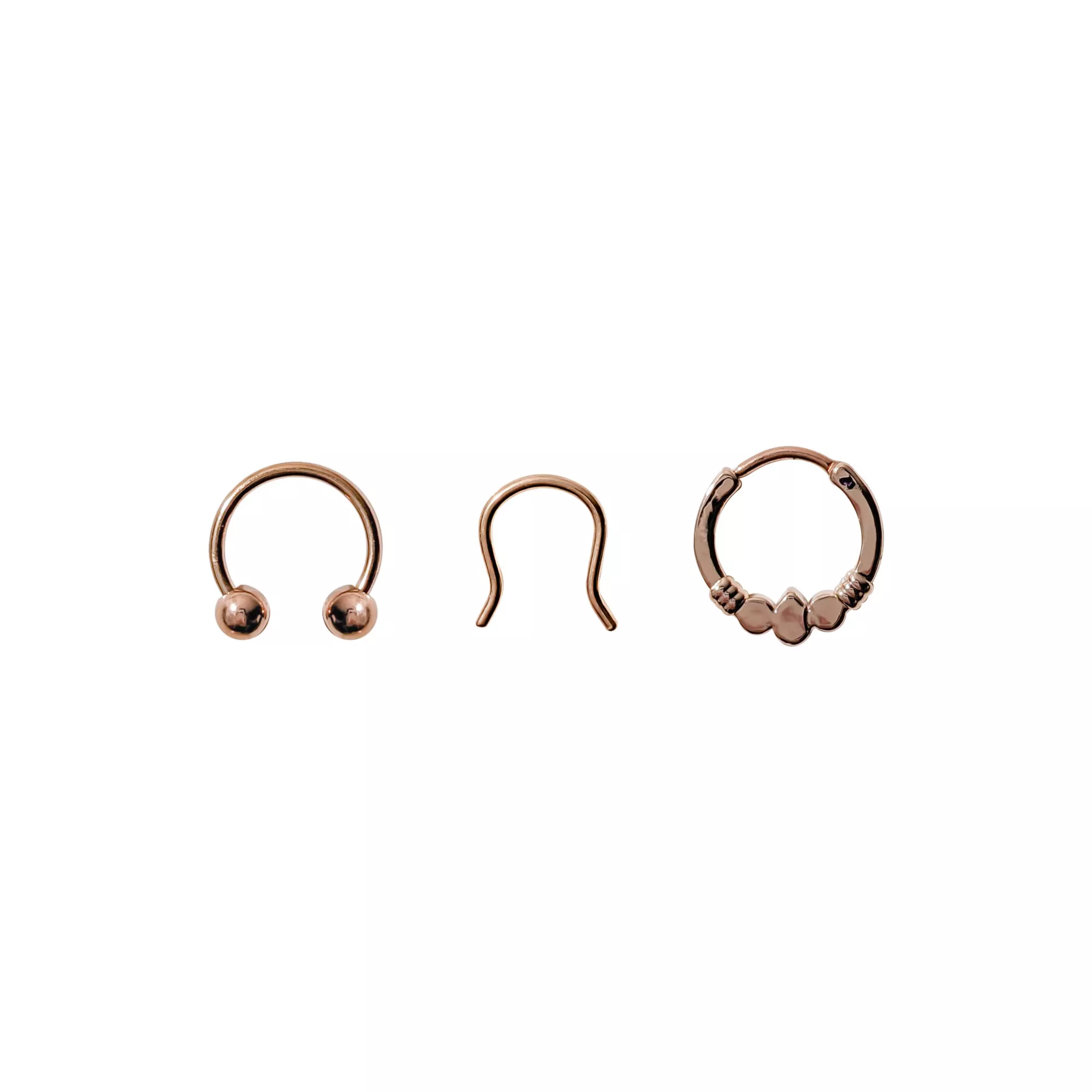 Multi-Pack Bronze Septum Ring and Horseshoe Ring 3 Pack - 16 Gauge at Spencer's