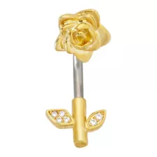 CZ Gold Plated Rose Belly Ring - 14 Gauge at Spencer's