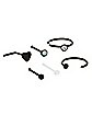 Multi-Pack CZ Black and White Nose Rings 6 Pack - 20 Gauge