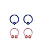 Multi-Pack Pink and Blue Acrylic Beaded Captive and Horseshoe Rings 4 Pack - 16 Gauge