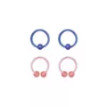 Multi-Pack Pink and Blue Acrylic Beaded Captive and Horseshoe Rings 4 Pack - 16 Gauge at Spencer's