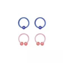 Multi-Pack Pink and Blue Acrylic Beaded Captive and Horseshoe Rings 4 Pack - 16 Gauge at Spencer's