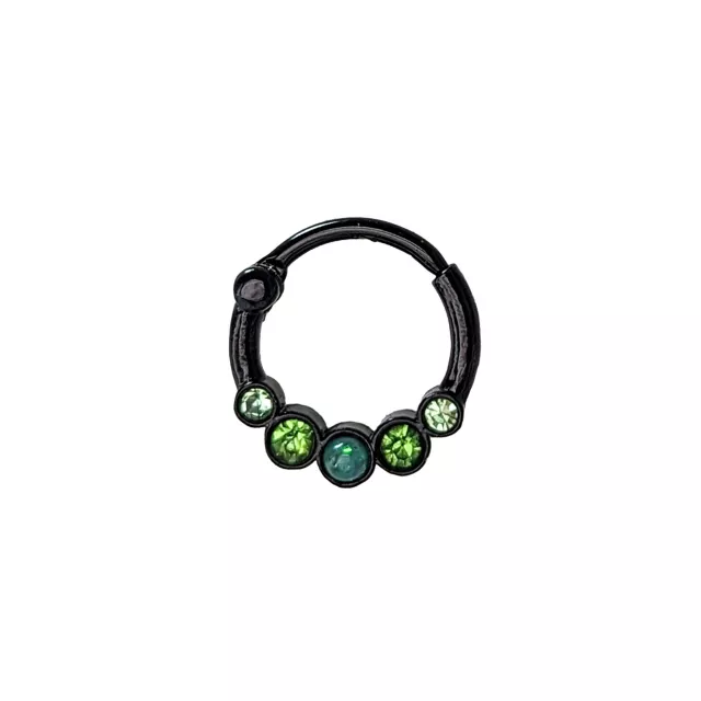 Black Green Gem Hinged Septum Nose Ring - 16 Gauge at Spencer's