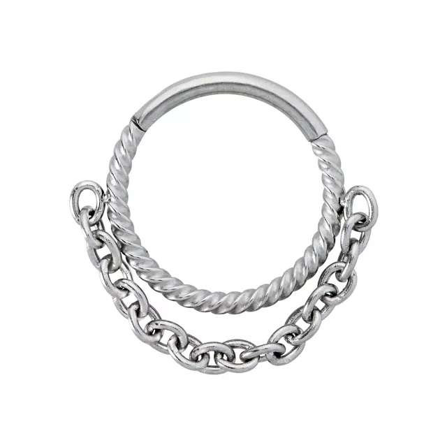 Silvertone Chain Hinge Hoop Ring at Spencer's