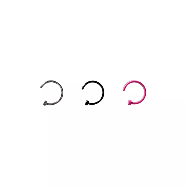 Multi-Pack Colored Half Hoop Nose Rings 3 Pack - 20 Gauge at Spencer's