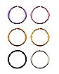 Multi-Pack Pink Purple Goldtone Silvertone Black Hoop Nose Rings 6 Pack - 20 Gauge