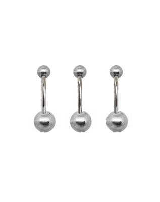 Multi-Pack Silvertone Aurora Borealis Effect Double Gem Belly Ring 3 Pack - 14 Gauge