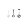 Multi-Pack CZ Moonstone-Effect Belly Rings 3 Pack - 14 Gauge at Spencer's