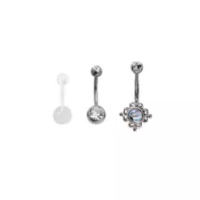 Multi-Pack CZ Moonstone-Effect Belly Rings 3 Pack - 14 Gauge at Spencer's