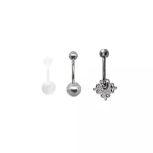 Multi-Pack CZ Moonstone-Effect Belly Rings 3 Pack - 14 Gauge at Spencer's