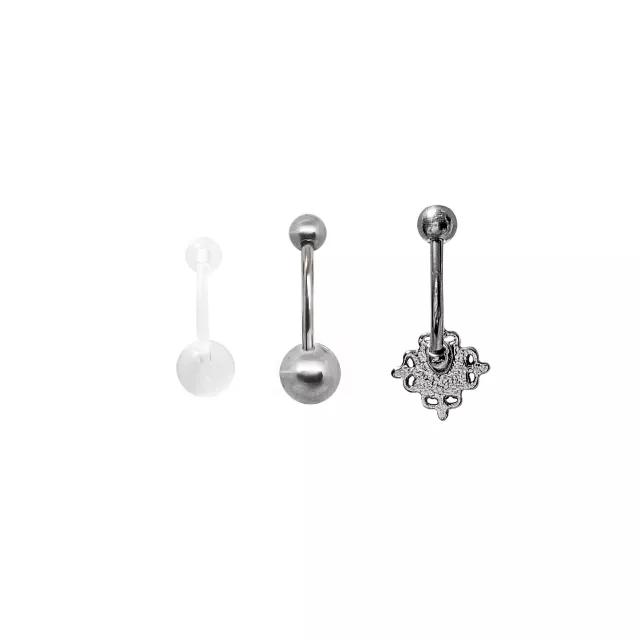 Multi-Pack CZ Moonstone-Effect Belly Rings 3 Pack - 14 Gauge at Spencer's