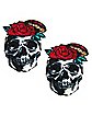 Blacklight Rose Skull Nipple Pasties