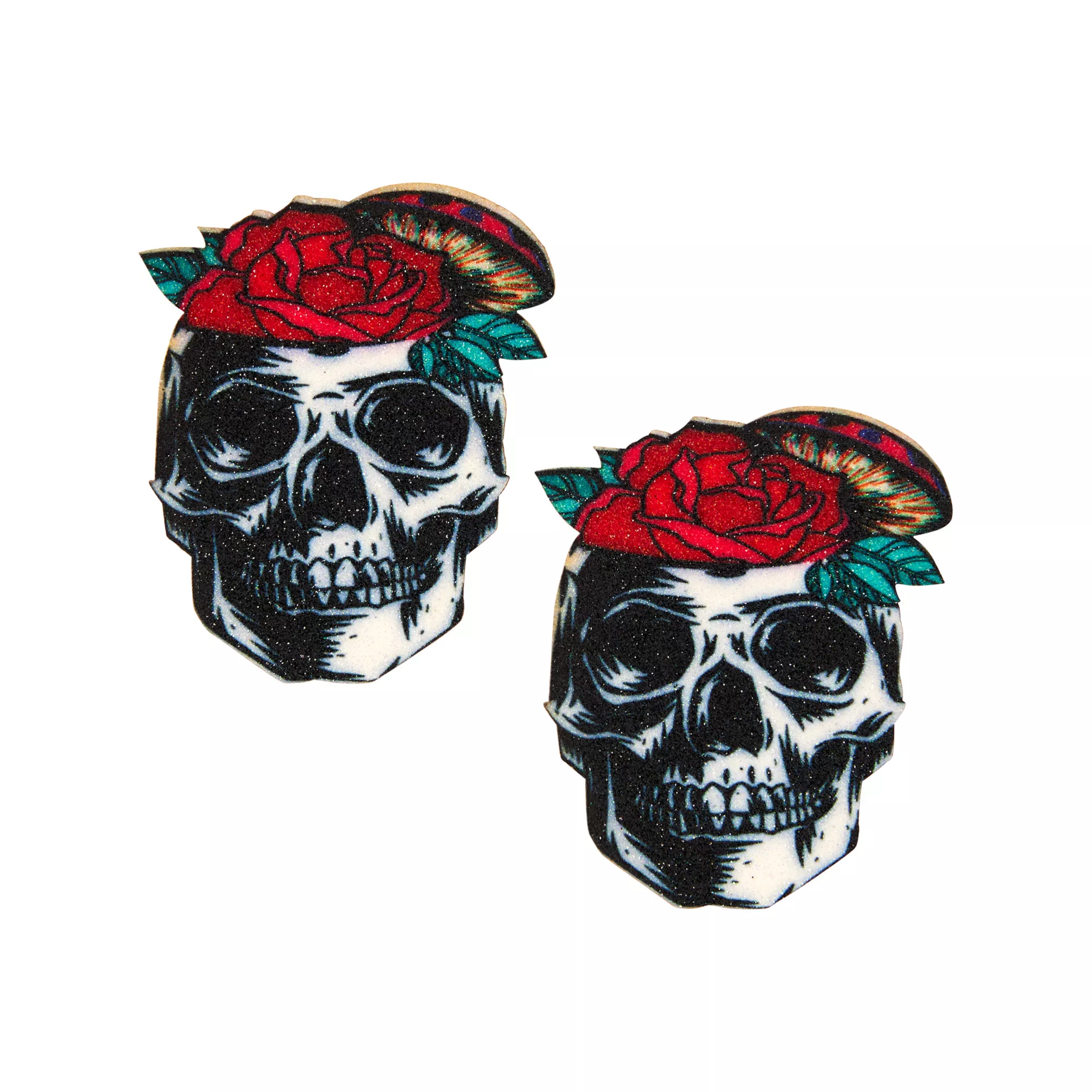 Black Light Rose Skull Nipple Pasties at Spirit Halloween
