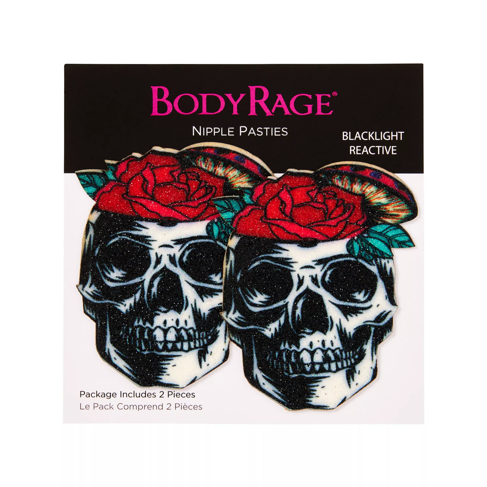 Black Light Rose Skull Nipple Pasties at Spirit Halloween