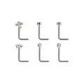 Multi-Pack Flower L-Bend Nose Rings 6 Pack - 20 Gauge at Spencer's