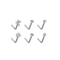 Multi-Pack Flower L-Bend Nose Rings 6 Pack - 20 Gauge at Spencer's