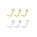 CZ Goldtone and Silvertone L-Bend Nose Rings 6 Pack - 20 Gauge at Spencer's