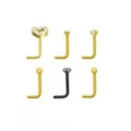 Multi-Pack Goldtone and Black Heart L-Bend Nose Rings 6 Pack - 20 Gauge at Spencer's