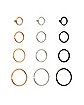 Multi-Pack Silvertone Rose Gold and Black Hoop Nose Ring 12 Pack - 20 Gauge