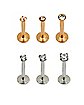 Multi-Pack CZ Rose Gold and Silvertone Labret Lip Rings 6 Pack - 16 Gauge